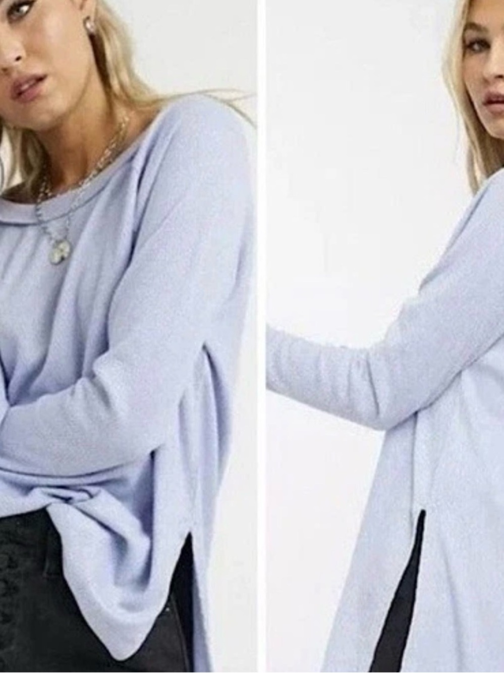 Free People  Long-Sleeve Side-Slit Knit Top